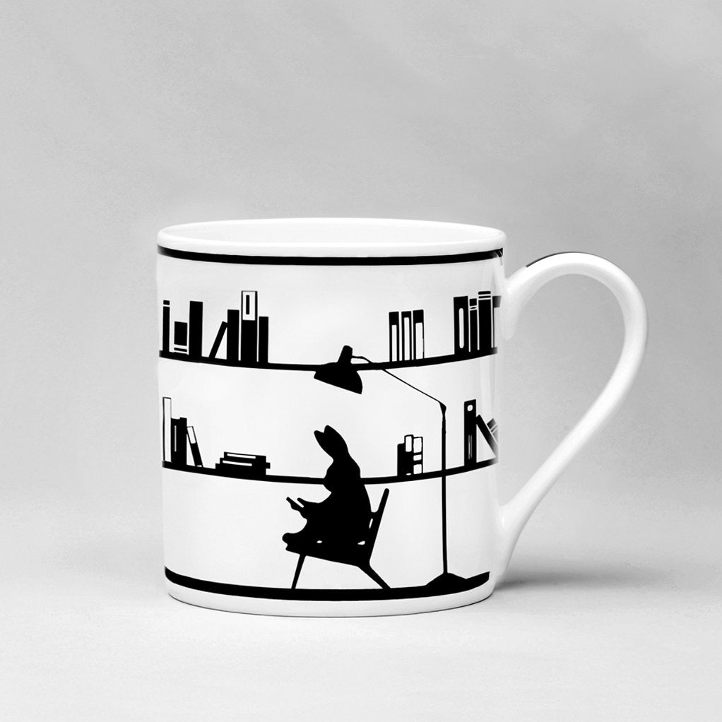 HAM, Reading Rabbit Mug, Porzellan, handgemalten Hasen-Illustrationen von Jo Ham